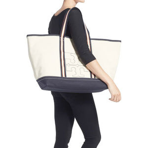 Tory Burch Large Bombe T Canvas Tote